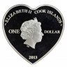 Купить Острова Кука 1 доллар 2013 «Любовь - лебеди»