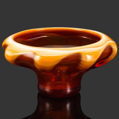 купить Ваза (фруктовница) с волнистым бортом, стекло, сульфидно-цинковое, гутная техника, СССР, 1960-1980 гг.