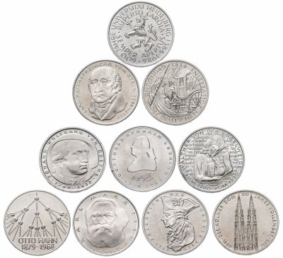 купить Германия (ФРГ) набор из 10 юбилейных монет 5 марок 1979-1986