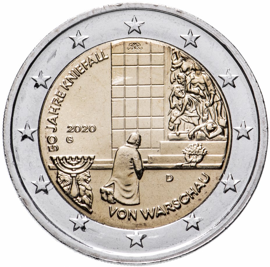 купить Германия 2 евро 2020 G "50-летие коленопреклонения в Варшаве"
