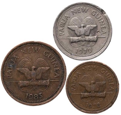 купить Папуа - Новая Гвинея набор монет 1-5 тойя 1978-1983 (3 штуки)