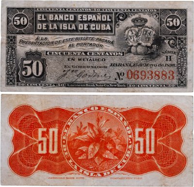 купить Куба 50 сентаво 1896 Banco Espanol de la Isla de Cuba