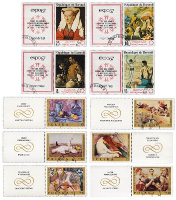 купить Марки набор из 10 квартблоков "Искусство. Картины"