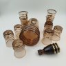 Купить Набор для крепких напитков на 10 персон, украшенный виноградной лозой, цветное стекло, золочение, Bohemia Crystal (Bohemia Glass), Чехословакия, 1960-1980 гг.
