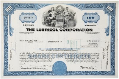 купить Акция США THE LUBRIZOL CORPORATION 1973 г.
