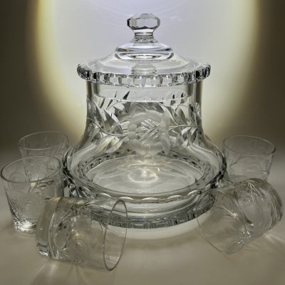 купить Набор для крюшона: крюшонница и 5 стаканов, хрусталь, алмазная грань, Россия, 1970-2000 гг.