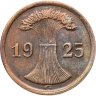 Купить Германия 2 рейхспфеннига (reichspfennig) 1925 G  знак монетного двора "G" — Карлсруэ