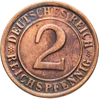 купить Германия 2 рейхспфеннига (reichspfennig) 1925 G знак монетного двора "G" — Карлсруэ