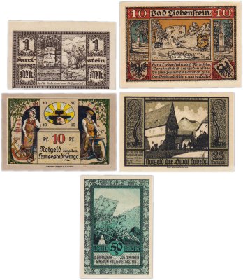 купить Германия (разные земли) набор из 5 нотгельдов 1920-1923