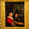 Купить Картина "Ухаживание крестьянина за пожилой женщиной", (по работе Адриана ван Остаде (1610-1685)), неизвестный художник, дерево, масло, Западная Европа, 1860-1890 гг.