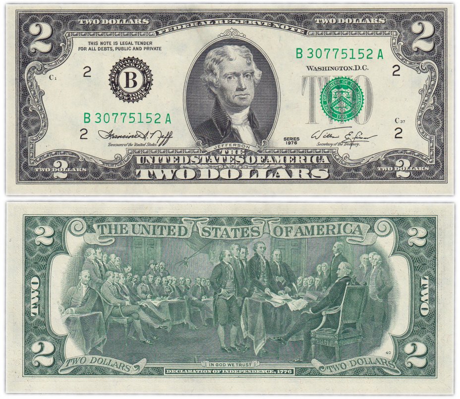 купить США 2 доллара 1976 (Pick 461) B-Нью Йорк