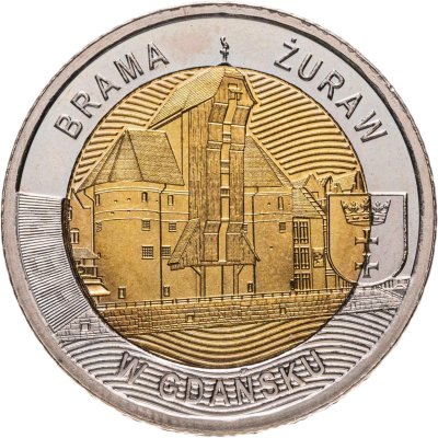 купить Польша 5 злотых 2021 "Ворота-кран в Гданьске"