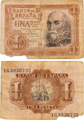 купить Испания 1 песета 1953 Pick 144a (Маркиз Санта-Крус)