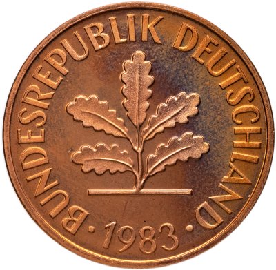 купить Германия 2 пфеннига (pfennig) 1983, знак монетного двора: "F" - Штутгарт