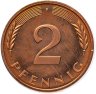 Купить Германия 2 пфеннига (pfennig) 1983, знак монетного двора: "F" - Штутгарт