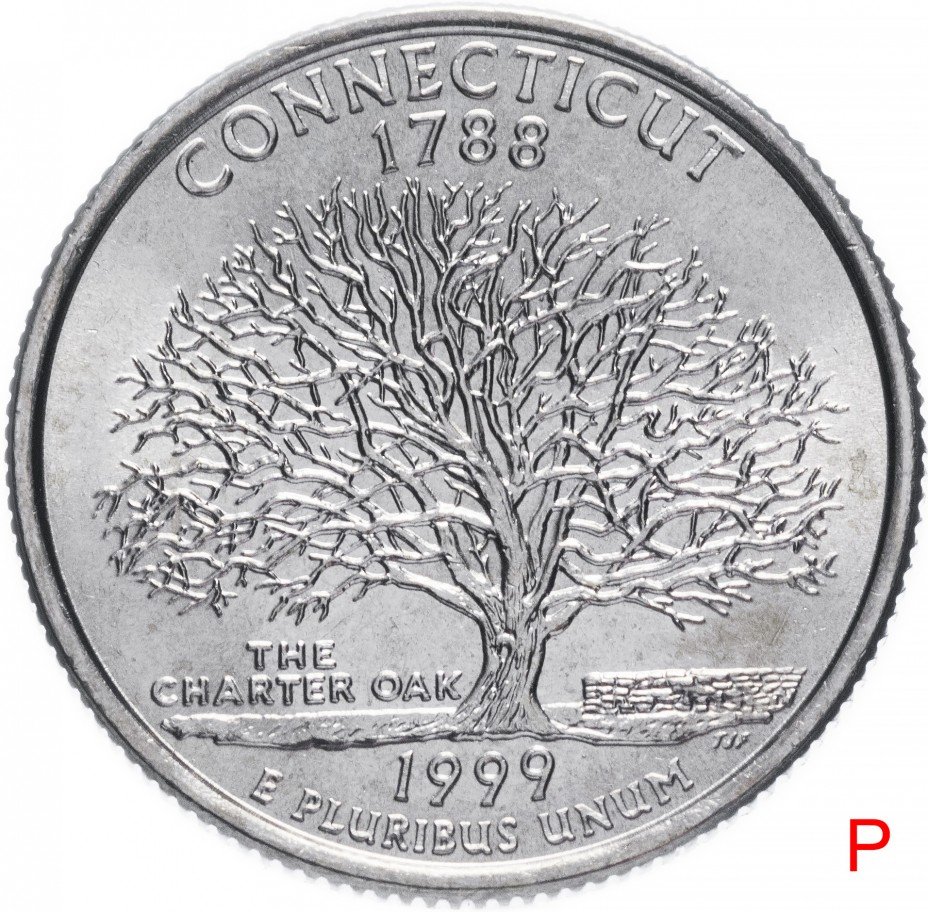 купить США 1/4 доллара (квотер, 25 центов) 1999 P "Штат Коннектикут"