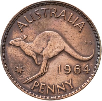 купить Австралия 1 пенни (penny) 1964 без точки после "PENNY" - Монетный двор Мельбурна
