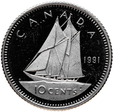 купить Канада 10 центов (cents) 1991