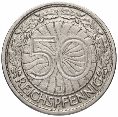 Купить Германия 50 рейхспфеннигов (reichspfennig) 1928 J