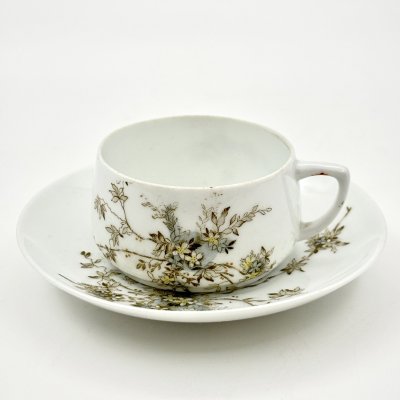 купить Пара кофейная с нежным цветочным декором, фарфор, деколь, подрисовка, Фарфоровая фабрика Гарднера, Российская империя, 1870-1910 гг.