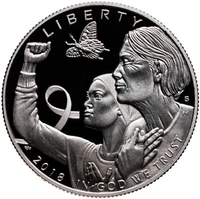 купить США 50 центов (1/2 доллара, half dollar) 2018 S осведомленность о раке молочной железы знак монетного двора: "S" - Сан-Франциско