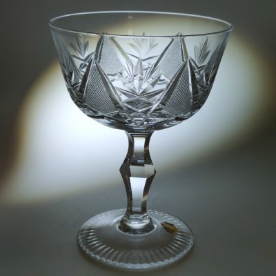 купить Креманка (шампанница) с резным геометрическим декором, хрусталь, алмазная грань, ГДР, 1970-1990 гг.