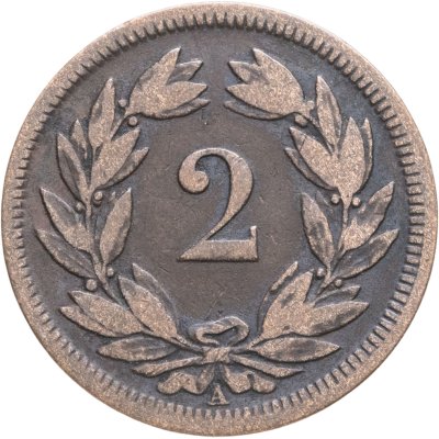 купить Швейцария 2 раппена (rappen) 1851