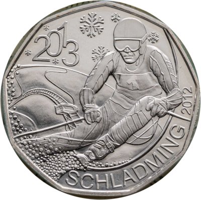 купить Австрия 5 евро 2012 "Чемпионат мира по горнолыжному спорту 2013, Шладминг" в буклете
