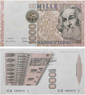 купить Италия 1000 лир 1982 года (Pick 109b)