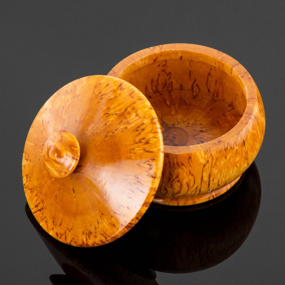 Шкатулка круглой формы, дерево, тополь, шлифовка, Российская Федерация ...