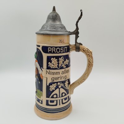 купить Кружка пивная, украшенная изображением немецких танцев, керамика, олово, люстр, роспись, Германия, 1960-1980 гг.