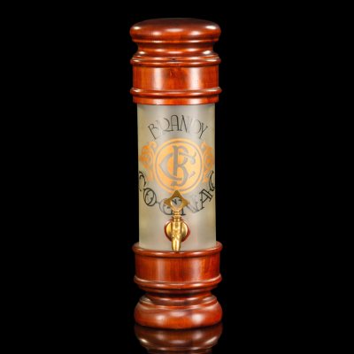 купить Оригинальная бутыль (штоф) с краником и надписью BRANDY&COGNAC, дерево, стекло, печать, металл, композитный материал, Европа, 1980-2000 гг.