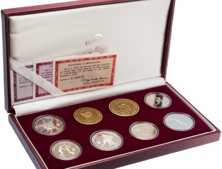 купить Южная Корея набор монет "Олимпиаде в Сеуле" 1988 Proof (6 монет и 2 медали)