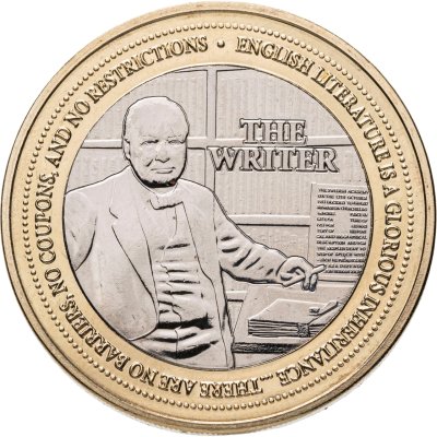 купить Джерси 2 фунта 2024 "150 лет со дня рождения Уинстона Черчилля. Писатель"