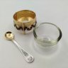 Купить Солонка с декором в виде чешуи и ложечкой, мельхиор (медь-никель), эмали, стекло, Мстерская художественная фабрика  «Ювелир», СССР, 1970-1990 гг.