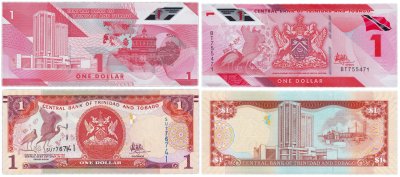 купить Тринидад и Тобаго - набор 1 доллар 2006 (2017) + 1 доллар 2020 "Алый Ибис" Птицы Пластик + Бумага