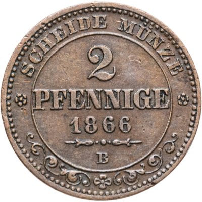 купить Германия, Саксония 2 пфеннига 1866