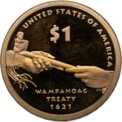 купить США 1 доллар (dollar) 2011 "Коренные Американцы - договор с Вампаноагами", знак монетного двора: "S" - Сан-Франциско