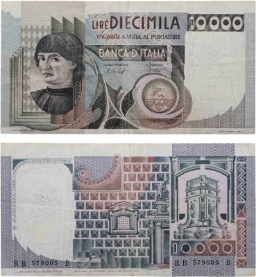 купить Италия 10000 лир 1976 (1982) года