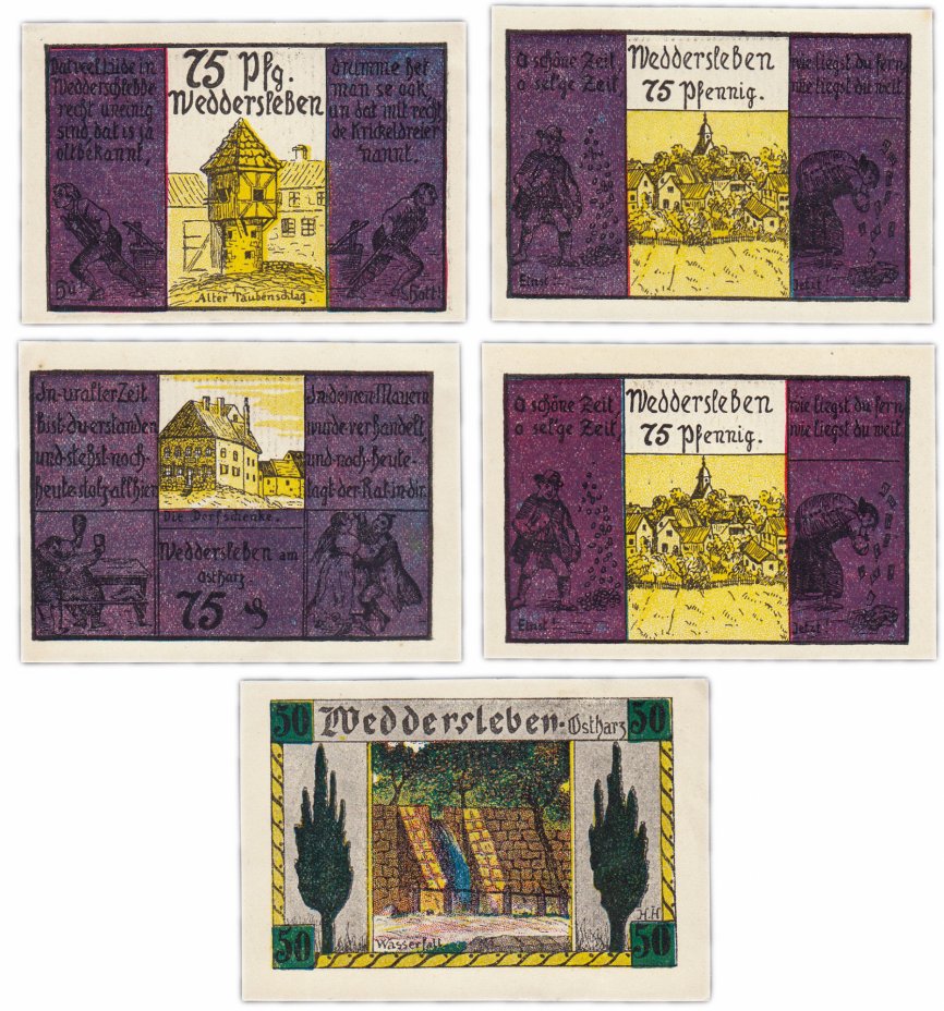 купить Германия (Саксония: Веддерслебен) набор из 5 нотгельдов 1921