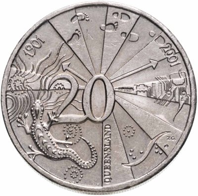 купить Австралия 20 центов 2001 "Столетие федерации - Квинсленд"