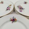 Купить Набор из 6-ти десертных тарелок с цветочным декором, фарфор, деколь, золочение, Чехословакия, 1920-1940 гг.