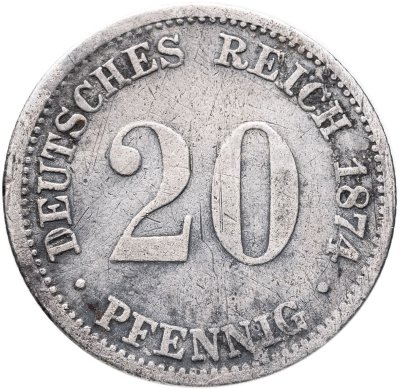 купить Германия 20 пфеннигов (pfennig) 1874 D знак монетного двора: "D" - Мюнхен
