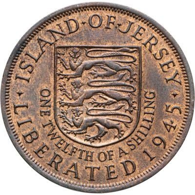 купить Остров Джерси 1/12 шиллинга (shilling) 1945 "Освобождение" королева Елизавета II (выпуск 1954 года)