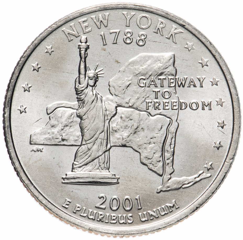 купить США 1/4 доллара (квотер, 25 центов) 2001 D "Штат  Нью Йорк"