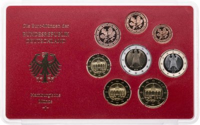 купить Германия 2003 набор из 8-ми монет евро Proof в официальном пластике Монетный двор Гамбург J