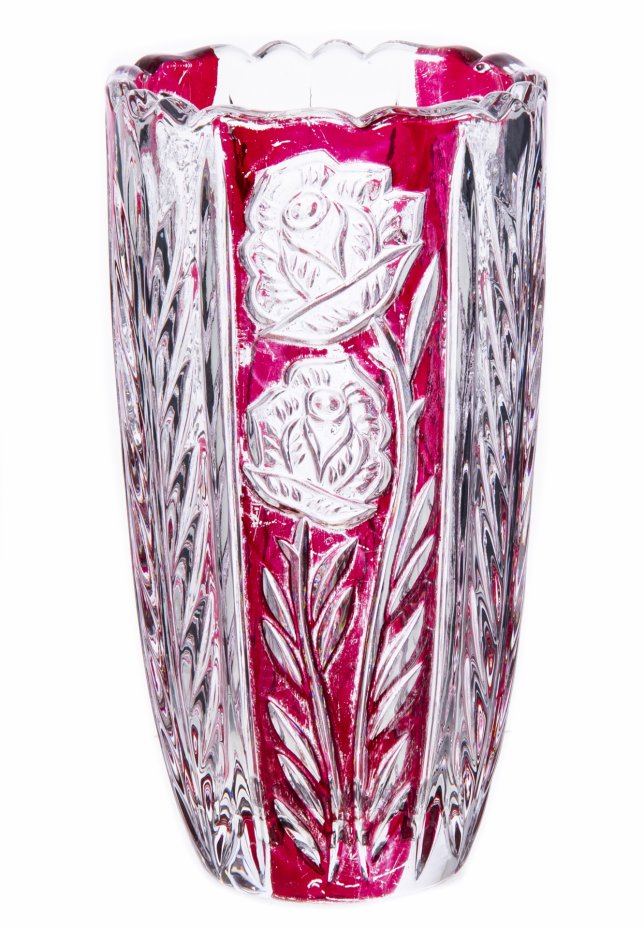 купить Ваза для цветов с рельефным декором, двухцветное стекло, Западная Европа, 1990-2010 гг.