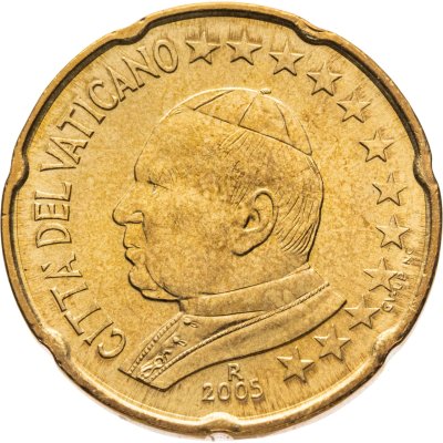 купить Ватикан 20 центов (cents) 2005 "Портрет Папы Иоана Павла II"