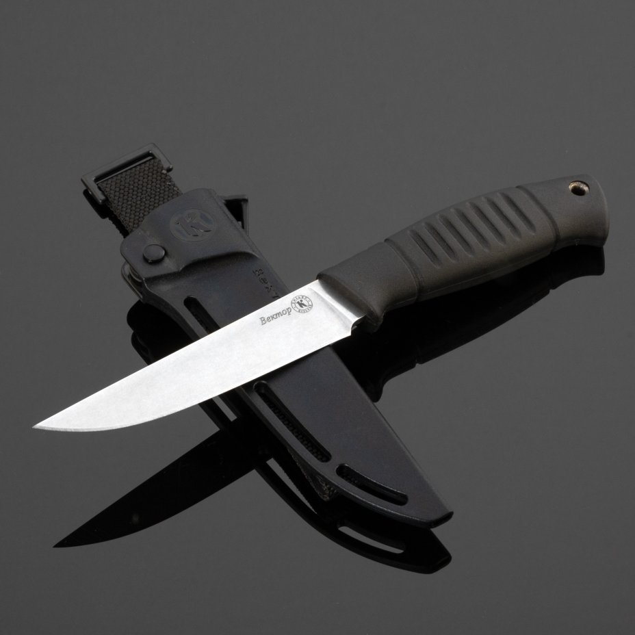 Нож Вектор Кизляр, сталь AUS-8, рукоять Эластрон черный, артикул 015305 .