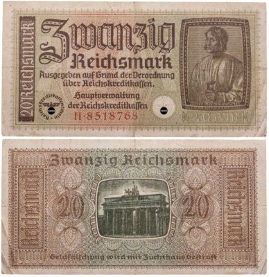 купить Германия, Третий Рейх 20 марок 1940-1945